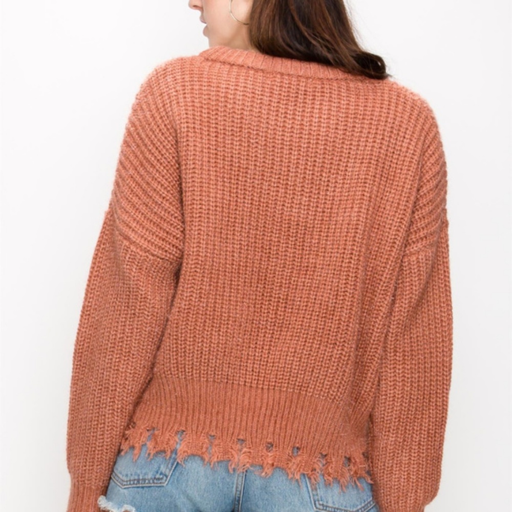 DISTRESSED SWEATER womens fall winter trend clay - Picture 3 of 3